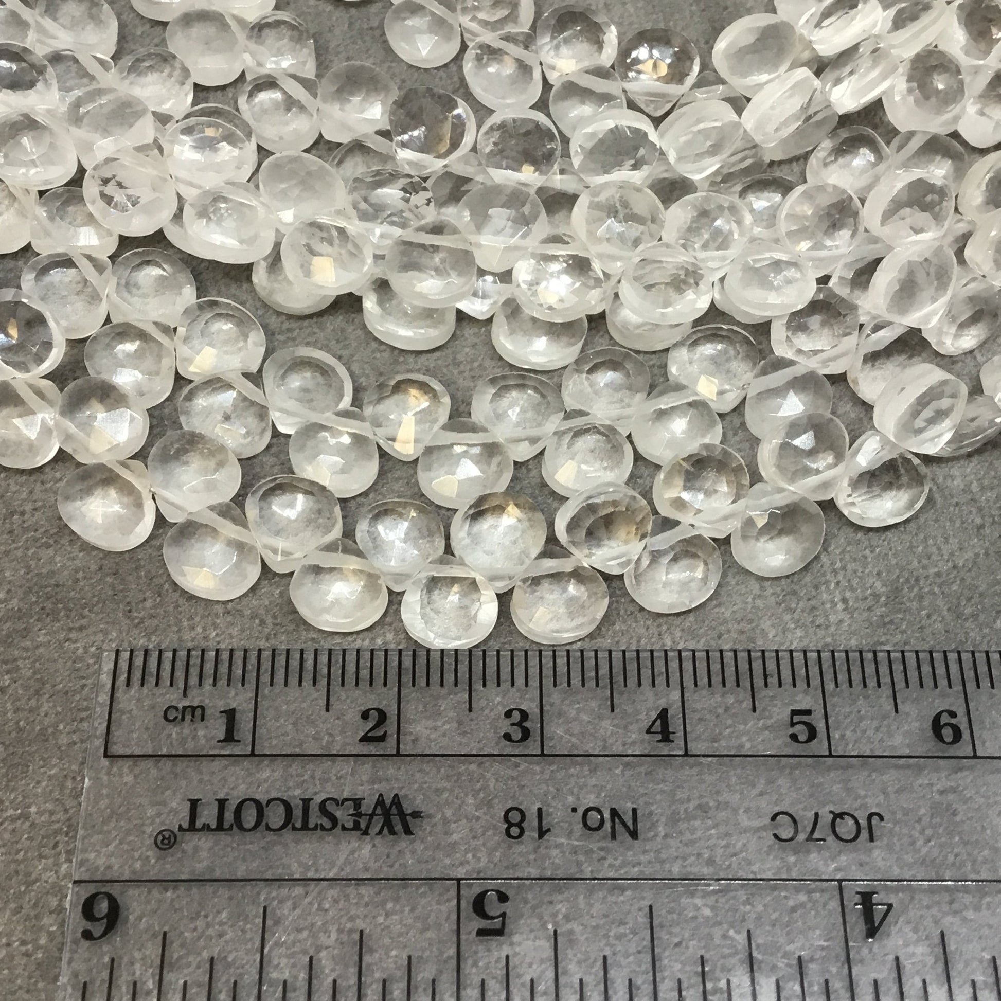 Clear Quartz Faceted Heart Teardrop Beads 7mm