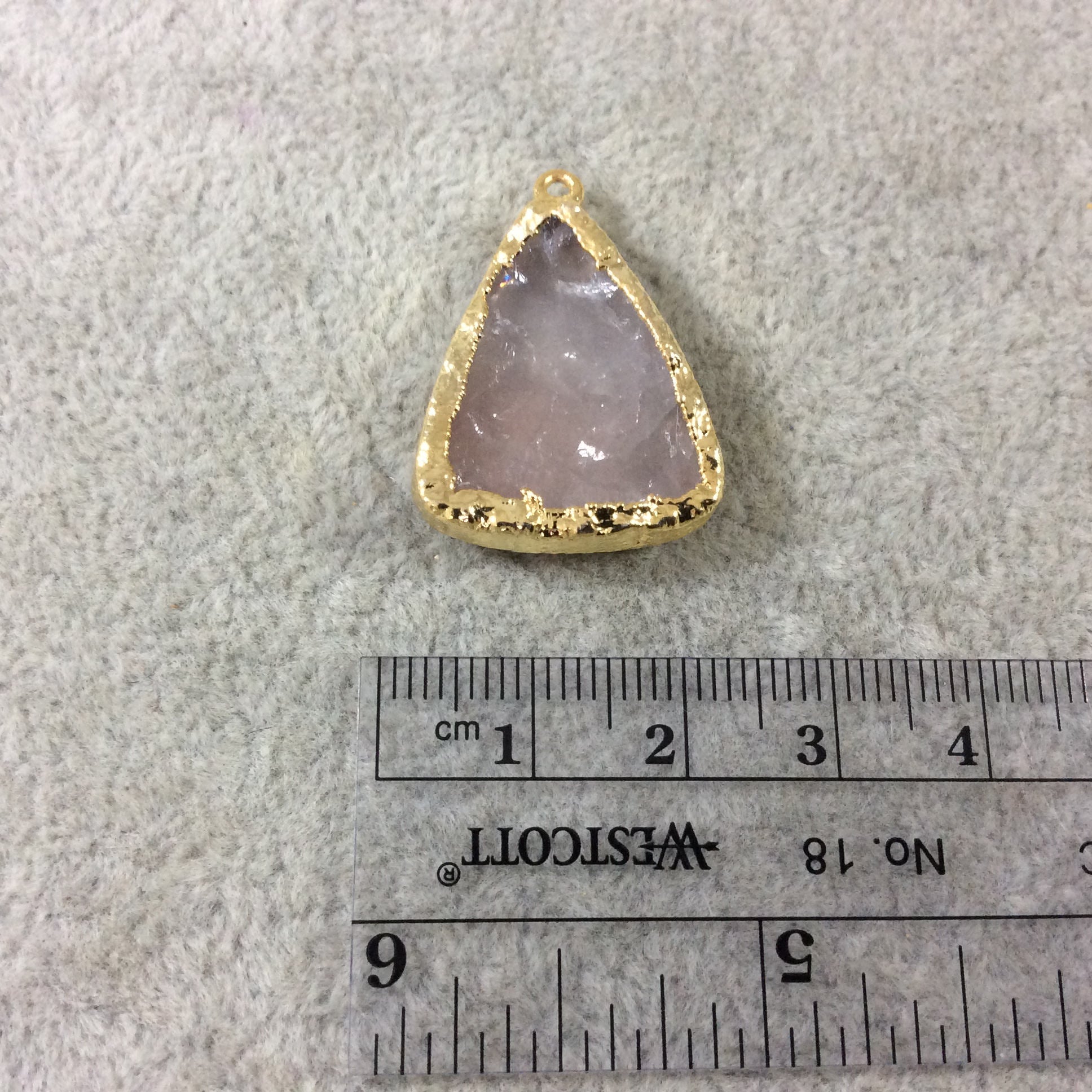 Jeweler's Lot  of One Gold Electroformed Natural Rough Rose Quartz Freeform Pendant "RQE06"- ~  20mm x 25mm - Quality Raw Gemstone