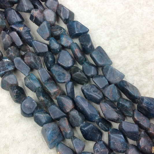 10-12mm x 12-18mm Approx. Faceted Natural Teal Green Apatite Freeform Nugget Shaped Beads - 14" Strand (~ 30 Beads) Sold By The Strand