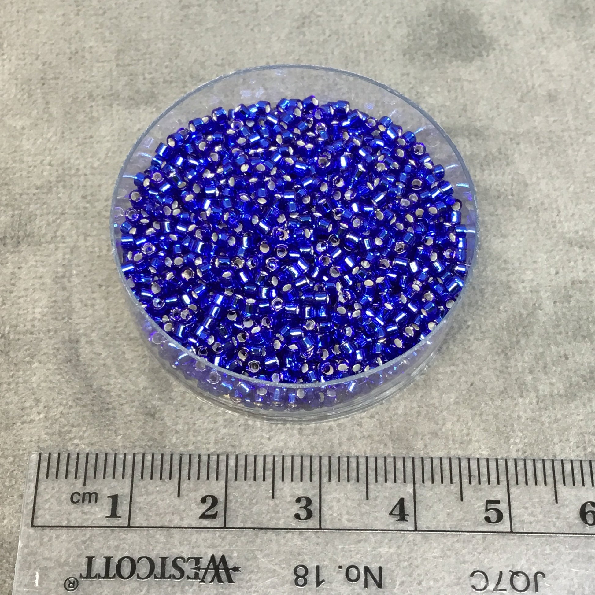 Size 11/0 Glossy Silver Lined Sapphire Genuine Miyuki Delica Glass Seed Beads - Sold by 7.2 Gram Tubes (Approx. 1300 Beads per 2" Tube)