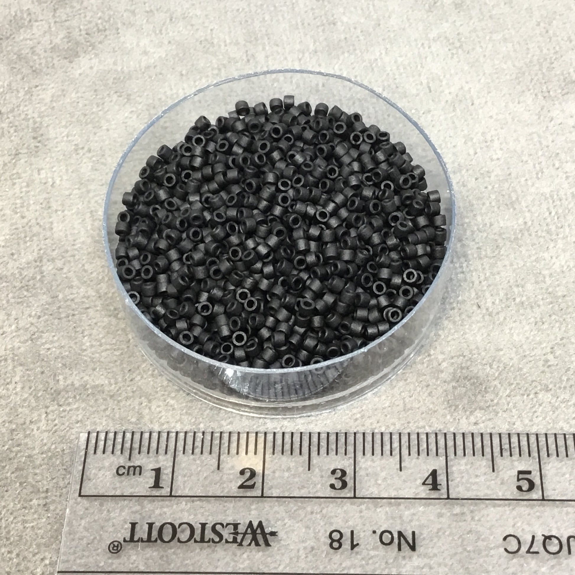 Size 11/0 Matte Finish Black Genuine Miyuki Delica Glass Seed Beads - Sold by 7.2 Gram Tubes (Approx. 1300 Beads per 2" Tube)