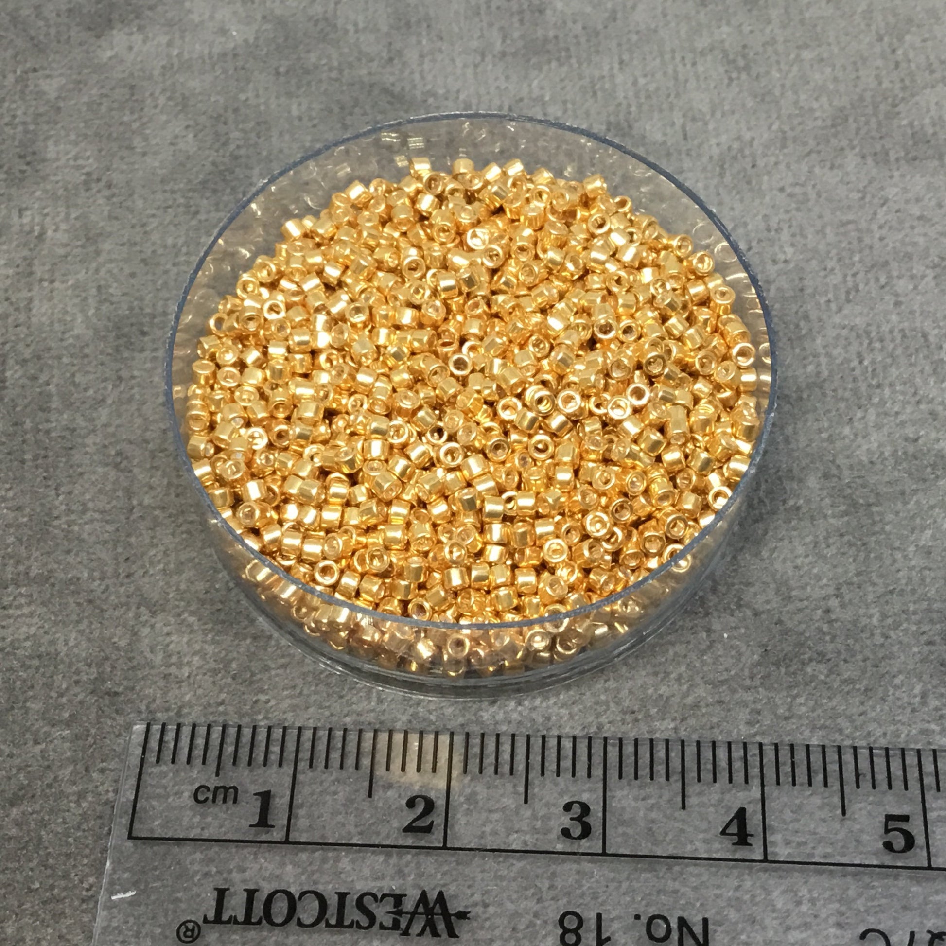 Size 11/0 Metallic Galvanized Yellow Gold Genuine Miyuki Delica Glass Seed Beads - Sold by 7.2 Gram Tubes (Approx. 1300 Beads per 2" Tube)