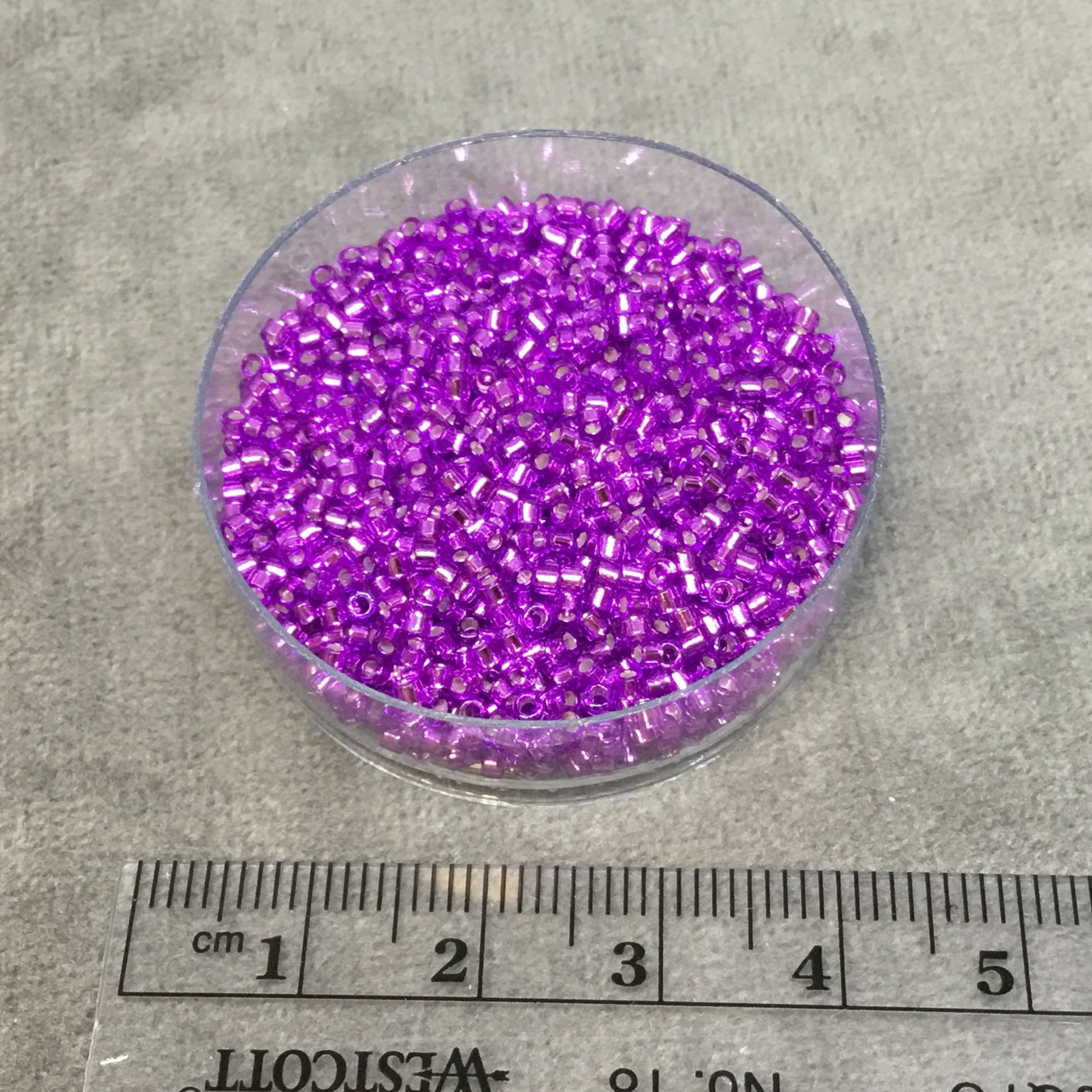 Size 11/0 Glossy Silver Lined Bright Violet Genuine Miyuki Delica Glass Seed Beads - Sold by 7.2 Gram Tubes (Approx. 1300 Beads per 2" Tube)