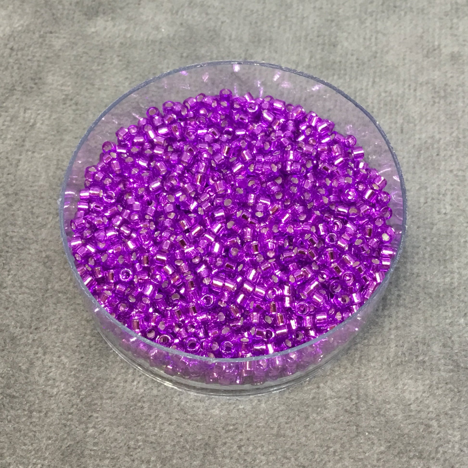 Size 11/0 Glossy Silver Lined Bright Violet Genuine Miyuki Delica Glass Seed Beads - Sold by 7.2 Gram Tubes (Approx. 1300 Beads per 2" Tube)