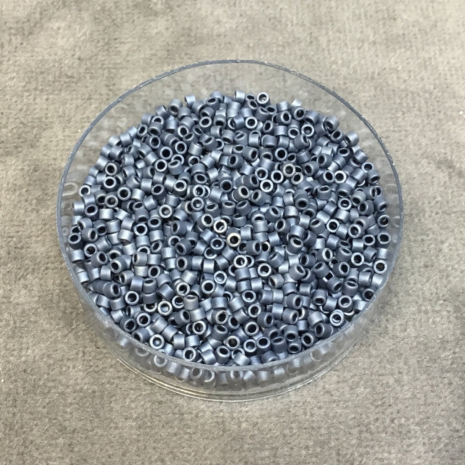 Size 11/0 Matte Finish Metallic Blue-Grey Genuine Miyuki Delica Glass Seed Beads - Sold by 7.2 Gram Tubes (Approx. 1300 Beads per 2" Tube)