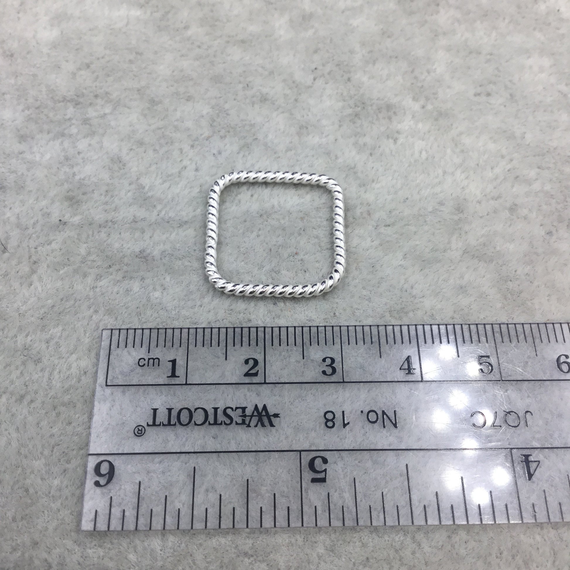 20mm Silver Finish Open Twisted Wire Square Shaped Plated Copper Components - Sold in Pre-Counted Bulk Packs of 10 Pieces - (462-SV)