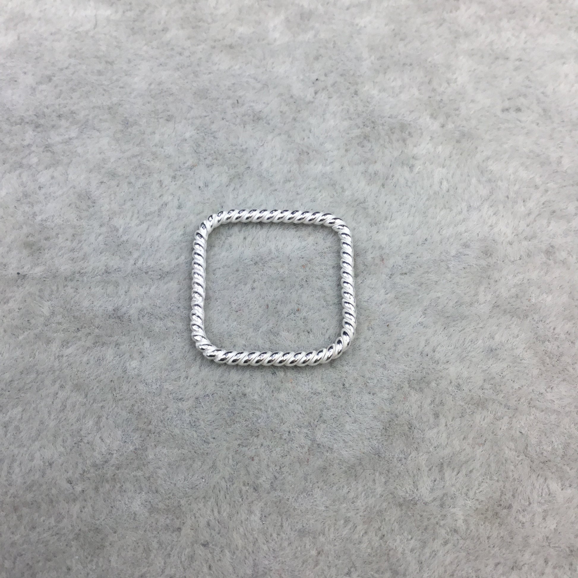 20mm Silver Finish Open Twisted Wire Square Shaped Plated Copper Components - Sold in Pre-Counted Bulk Packs of 10 Pieces - (462-SV)