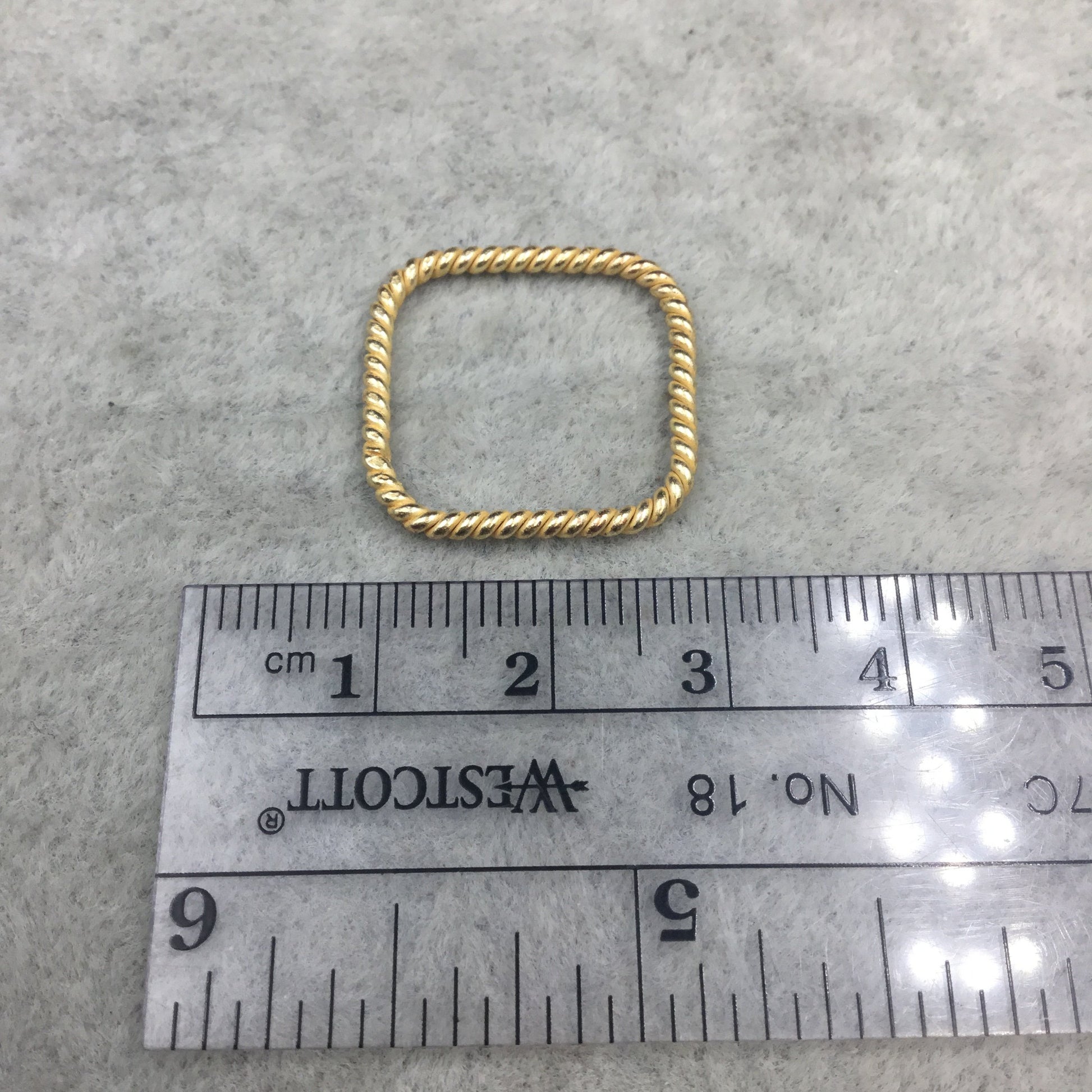 20mm Gold Finish Open Twisted Wire Square Shaped Plated Copper Components - Sold in Pre-Counted Bulk Packs of 10 Pieces - (462-GD)