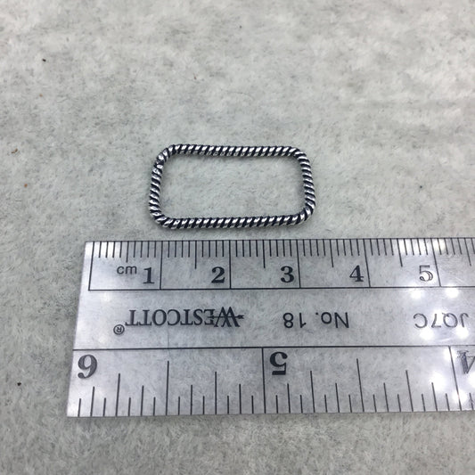 15mm x 25mm Oxidized Silver Finish Open Twisted Wire Rectangle Shaped Plated Copper Components - Sold in Packs of 10- (463-OS)