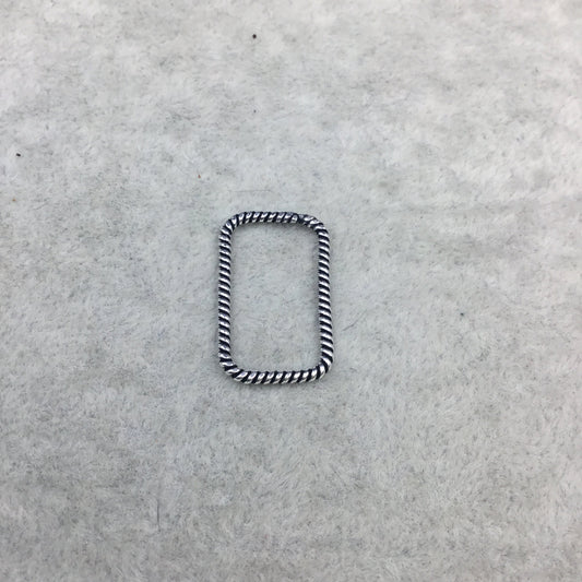 15mm x 25mm Oxidized Silver Finish Open Twisted Wire Rectangle Shaped Plated Copper Components - Sold in Packs of 10- (463-OS)