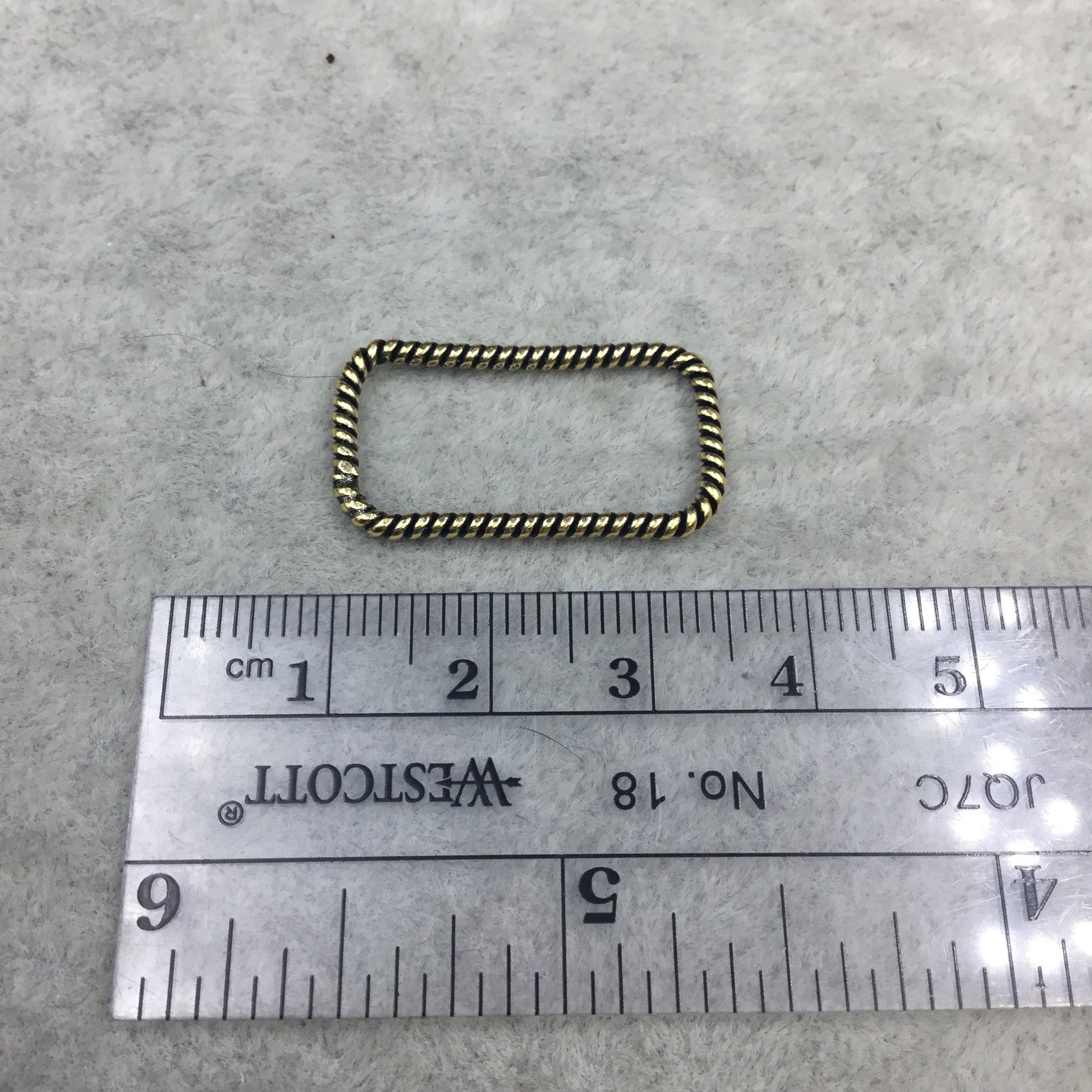 15mm x 25mm Oxidized Gold Finish Open Twisted Wire Rectangle Shaped Plated Copper Components - Sold in Packs of 10- (463-OG)