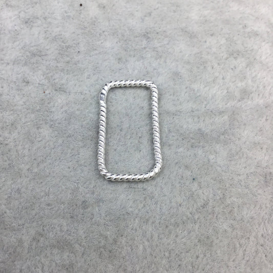 15mm x 25mm Silver Finish Open Twisted Wire Rectangle Shaped Plated Copper Components - Sold in Pre-Counted Bulk Packs of 10- (463-SV)