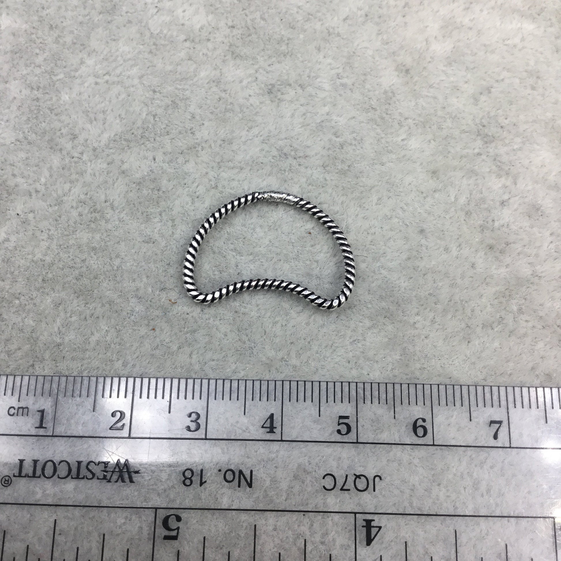 15mm x 25mm Oxidized Silver Finish Open Twisted Wire Crescent/Moon Shaped Plated Copper Components - Sold in Packs of 10- (469-OS)