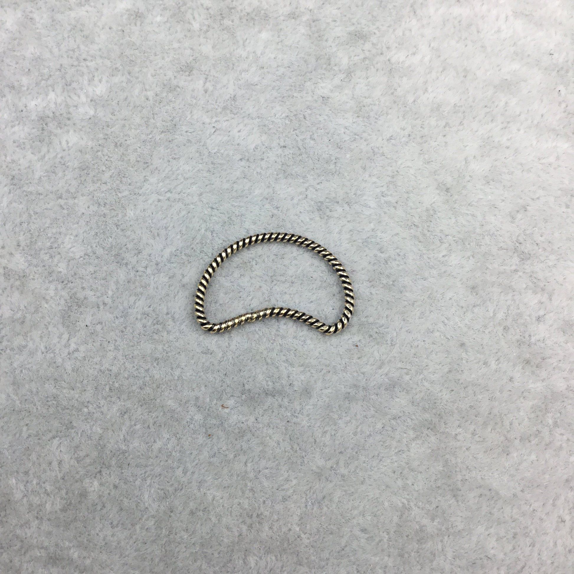 15mm x 25mm Oxidized Gold Finish Open Twisted Wire Crescent/Moon Shaped Plated Copper Components - Sold in Packs of 10- (469-OG)