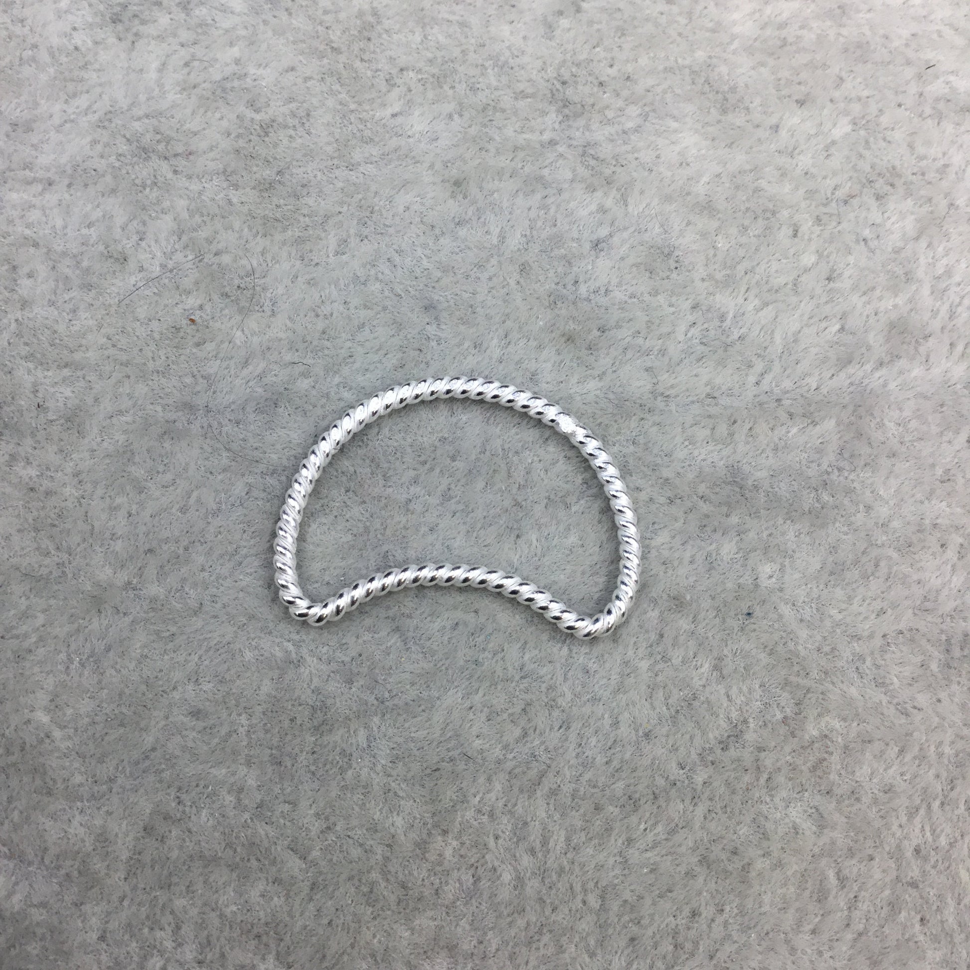 15mm x 25mm Silver Finish Open Twisted Wire Crescent/Moon Shaped Plated Copper Components - Sold in Pre-Counted Bulk Packs of 10- (469-SV)