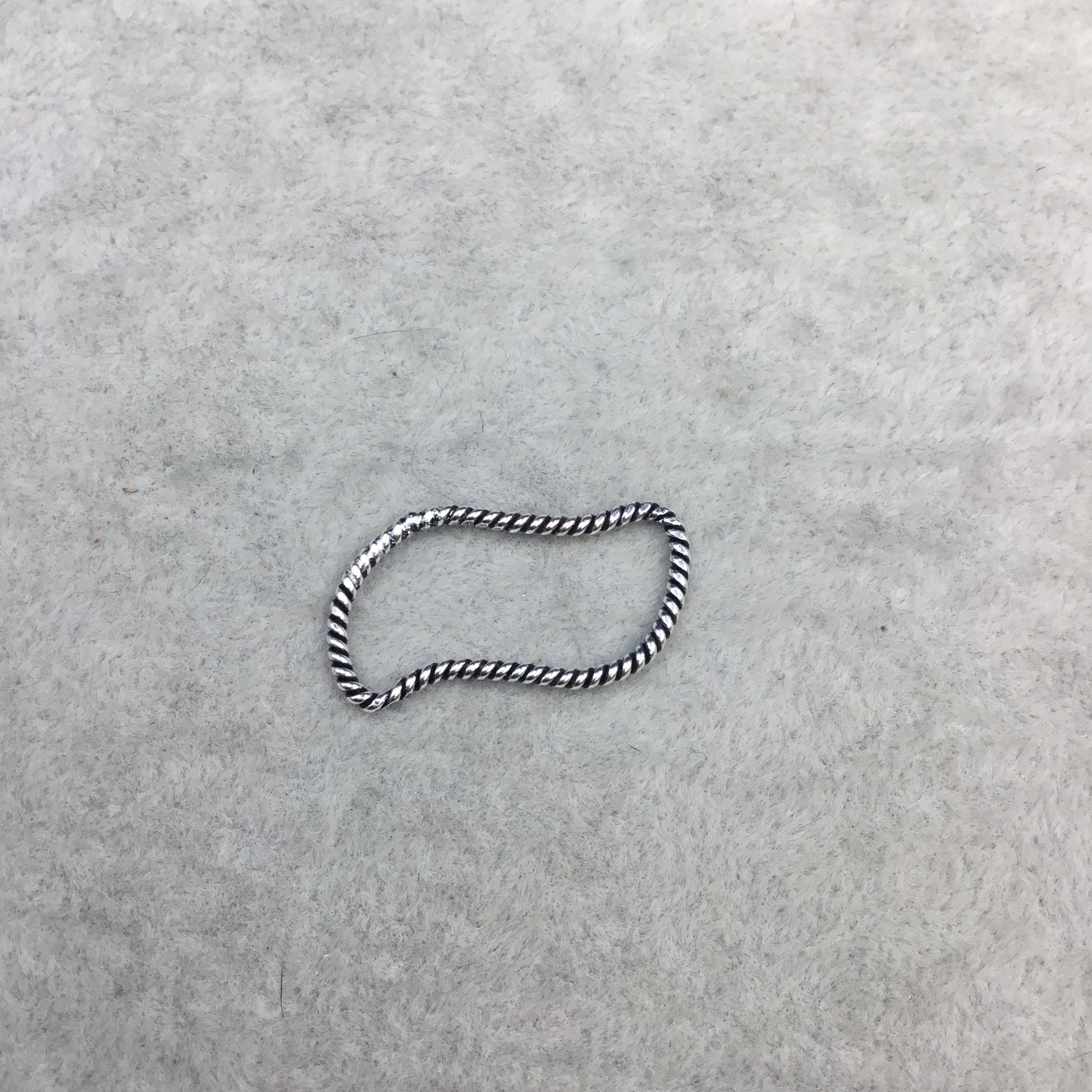 13mm x 28mm Oxidized Silver Finish Open Twisted Wire Tilde/Squiggle Shaped Plated Copper Components - Sold in Packs of 10- (470-OS)