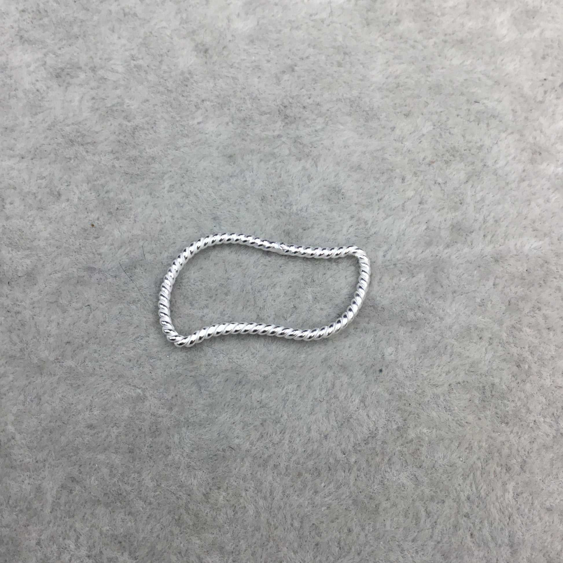 13mm x 28mm Silver Finish Open Twisted Wire Tilde/Squiggle Shaped Plated Copper Components - Sold in Pre-Counted Bulk Packs of 10- (470-SV)