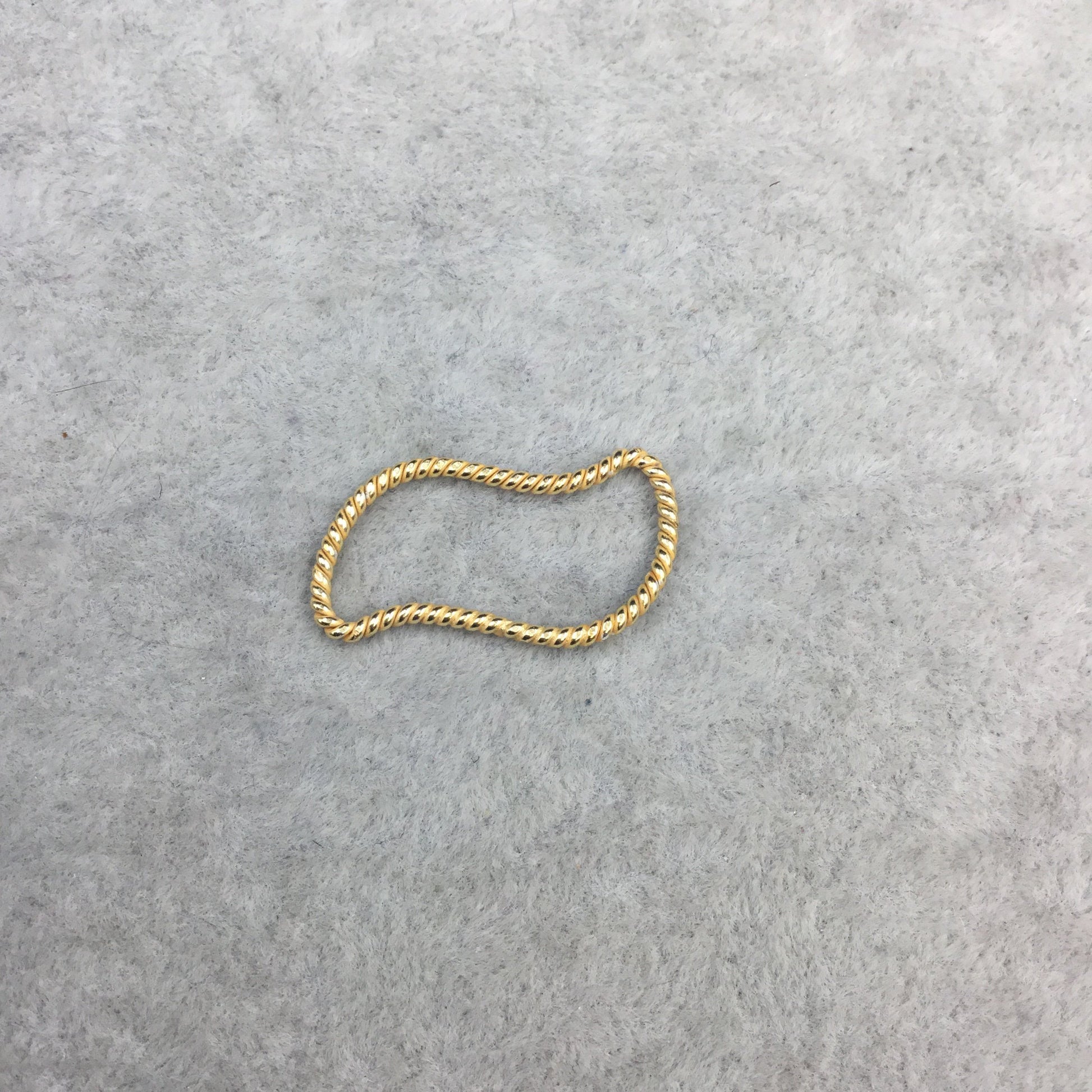 13mm x 28mm Gold Finish Open Twisted Wire Tilde/Squiggle Shaped Plated Copper Components - Sold in Pre-Counted Bulk Packs of 10- (470-Gd)