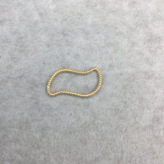 13mm x 28mm Gold Finish Open Twisted Wire Tilde/Squiggle Shaped Plated Copper Components - Sold in Pre-Counted Bulk Packs of 10- (470-Gd)