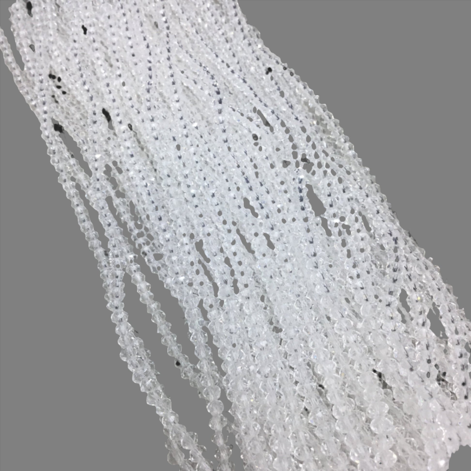 DISC - 3mm Faceted Clear Chinese Crystal Rondelle Shaped Beads - Sold by 15" Strands (Approx. 143 Beads)