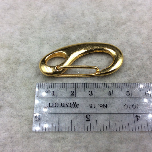 1 3/4" Long Gold Plated Clip Style Lobster Claw Shaped Copper Clasp Components - Measuring 28mm x 48mm  - Sold Individually