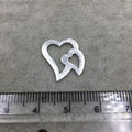 15mm x 16mm Small Silver Brushed Plated Copper Open Double Heart Shaped Undrilled Components - Sold in Packs of 10 (497-SV)