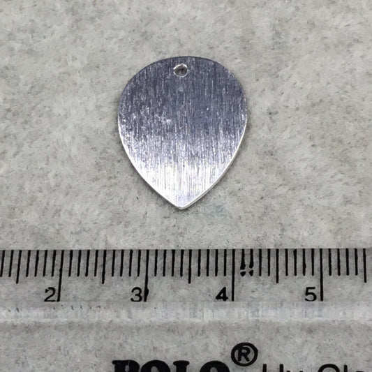 Silver Brushed Inverted Teardrop Pendant/Charm Plated Copper Components - Measuring 16mm x 21mm - Sold in Packs of 10 - (310-SV)