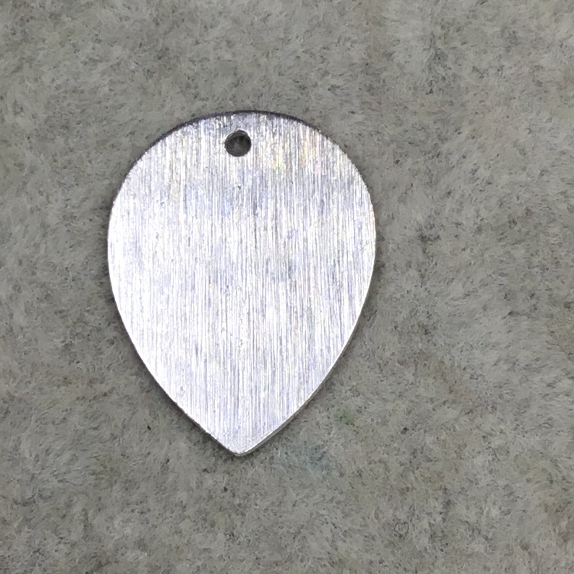 Silver Brushed Inverted Teardrop Pendant/Charm Plated Copper Components - Measuring 16mm x 21mm - Sold in Packs of 10 - (310-SV)