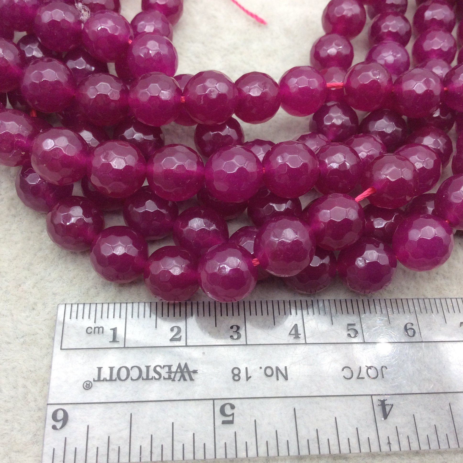 10mm Faceted Berry Pink/Purple Agate Round/Ball Shaped Beads - 15" Strand (Approximately 38 Beads) - Natural Semi-Precious Gemstone