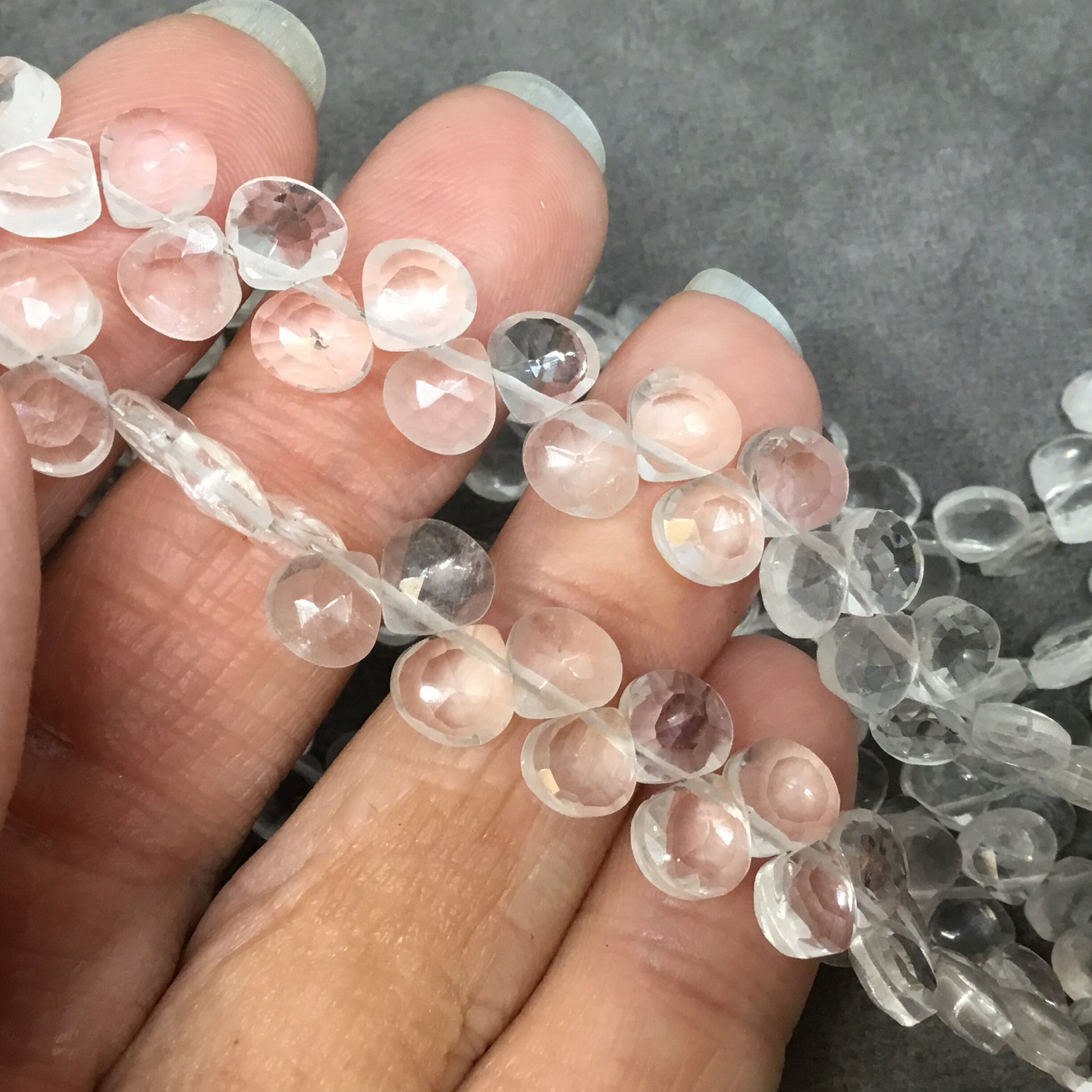 Clear Quartz Faceted Heart Teardrop Beads 7mm