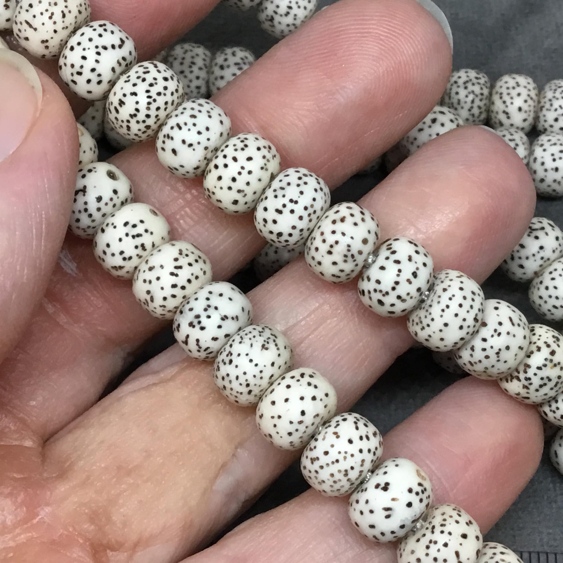 7mm x 9mm AAA Natural Spotted Bodhi/Lotus Seed/"Moon and Stars" Beads with 1mm Holes - Sold by Loose (Unstrung) Lots of 12 Beads Each