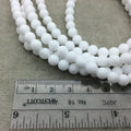 6mm Smooth Opaque Dyed White Jade Round/Ball Shaped Beads with 1mm Holes - 16" Strand (Approx. 60 Beads) - Natural Semi-Precious Gemstone