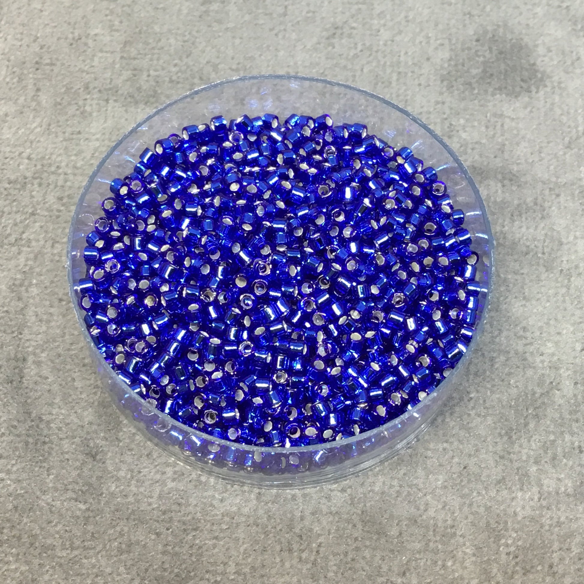 Size 11/0 Glossy Silver Lined Sapphire Genuine Miyuki Delica Glass Seed Beads - Sold by 7.2 Gram Tubes (Approx. 1300 Beads per 2" Tube)