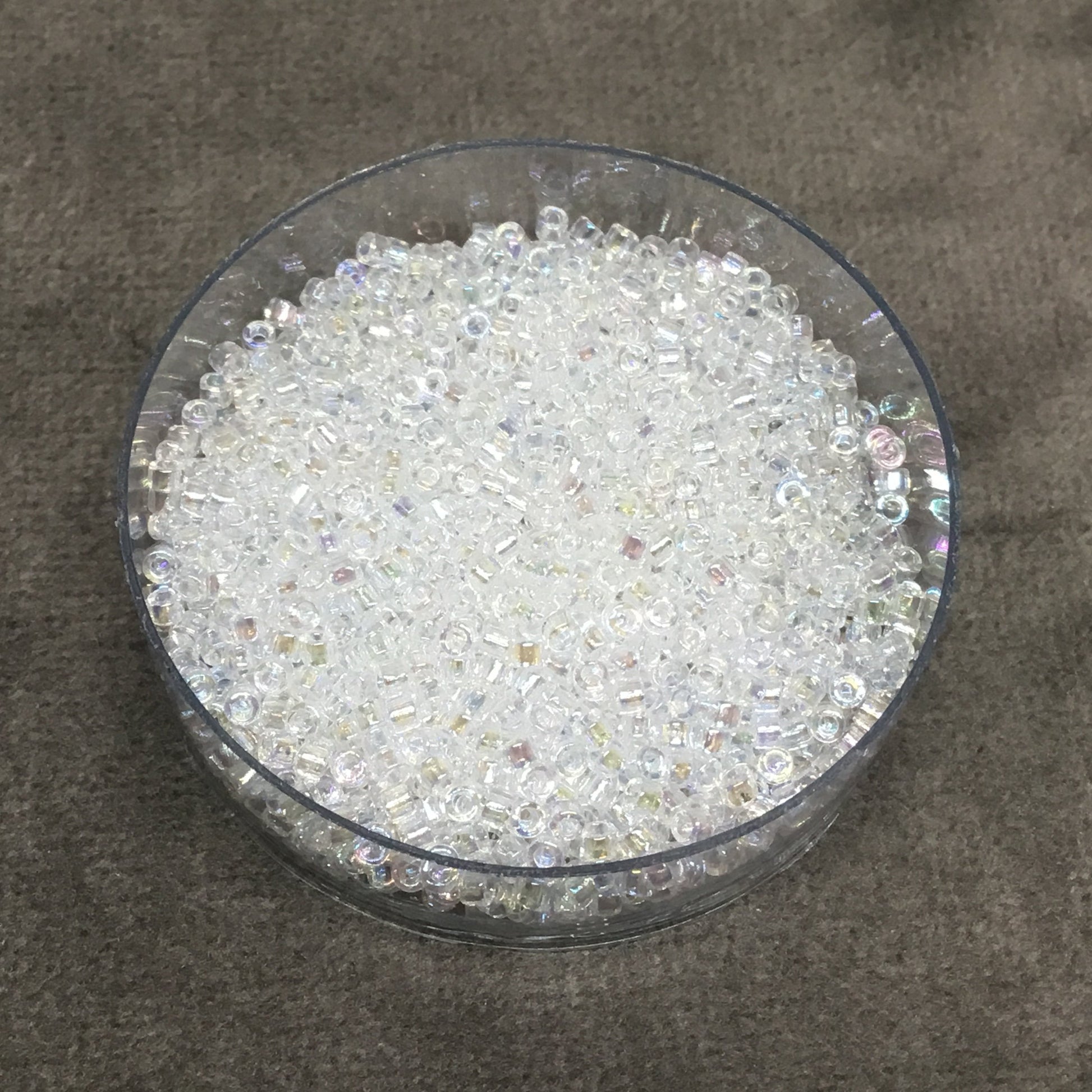 Size 11/0 Glossy Finish Crystal Clear AB Genuine Miyuki Delica Glass Seed Beads - Sold by 7.2 Gram Tubes (Approx. 1300 Beads per 2" Tube)