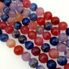 12mm Faceted Mixed Purple/Pink/Blue Agate Round/Ball Shaped Beads - 15" Strand (Approximately 32 Beads) - Natural Semi-Precious Gemstone