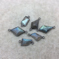 Labradorite | Medium Gunmetal Finish Freeform Shape Plated Copper Bezel Connector Component ~ 10-15mm x 15-20mm- Sold Individually at Random