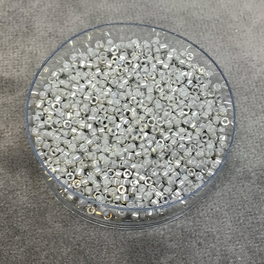 Size 11/0 Glossy Galvanized Grey Luster Genuine Miyuki Delica Glass Seed Beads - Sold by 7.2 Gram Tubes (Approx. 1300 Beads per 2" Tube)