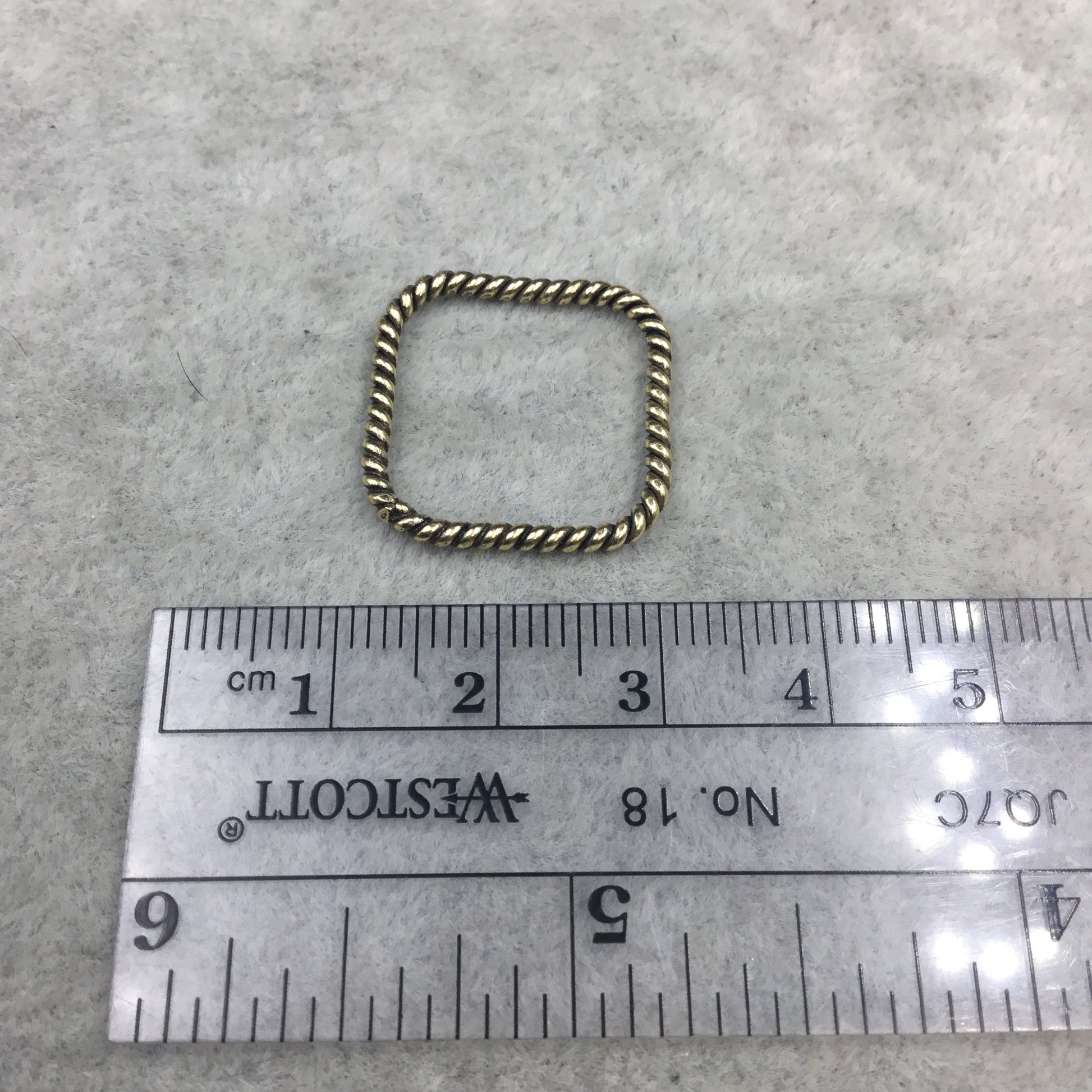 20mm Oxidized Gold Finish Open Twisted Wire Square Shaped Plated Copper Components - Sold in Pre-Counted Bulk Packs of 10 Pieces - (462-OG)