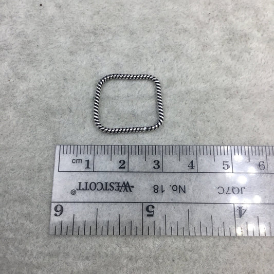 20mm Oxidized Silver Finish Open Twisted Wire Square Shaped Plated Copper Components - Sold in Pre-Counted Bulk Packs of 10 - (462-OS)