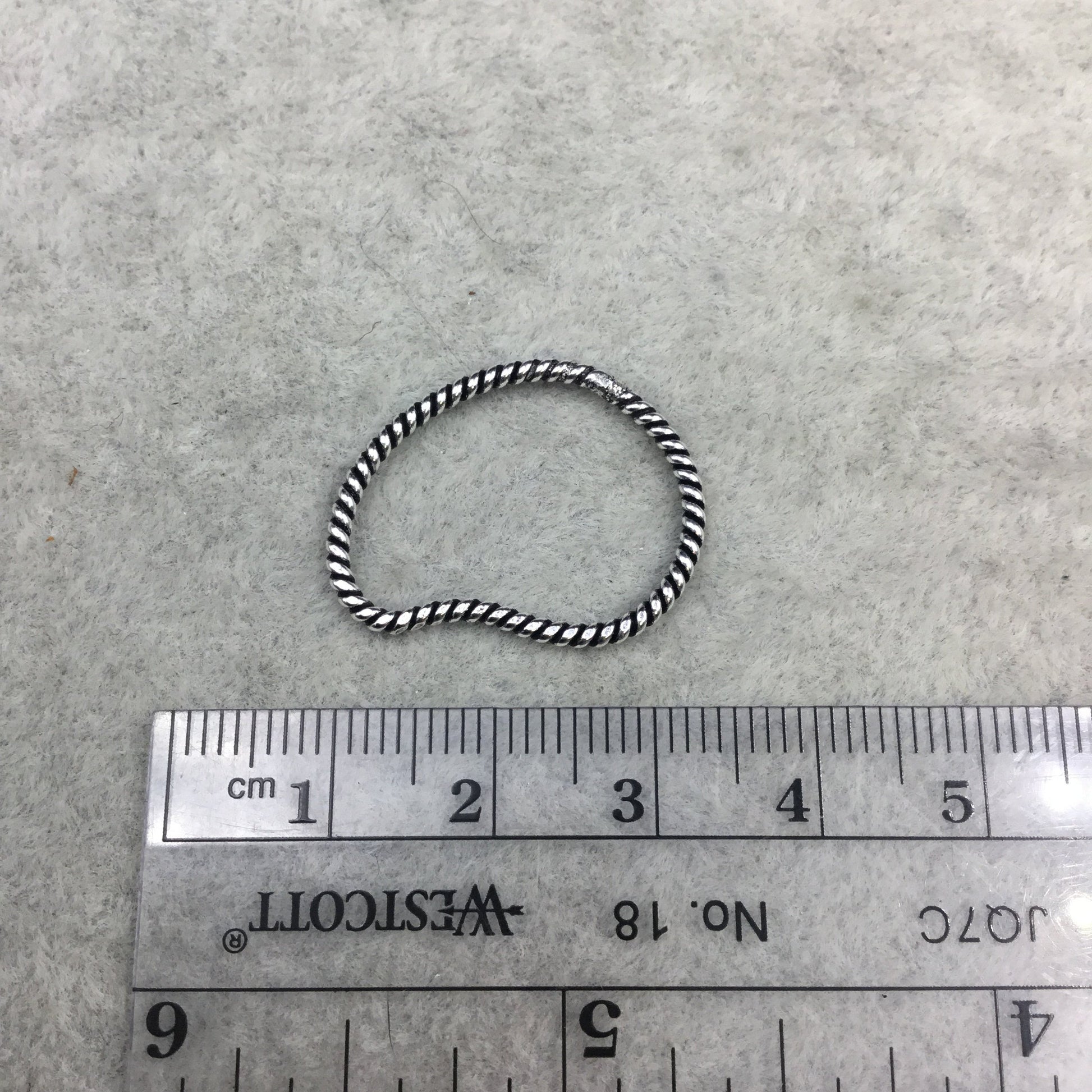 19mm x 25mm Oxidized Silver Finish Open Twisted Wire Bean Shaped Plated Copper Components - Sold in Packs of 10- (468-OS)