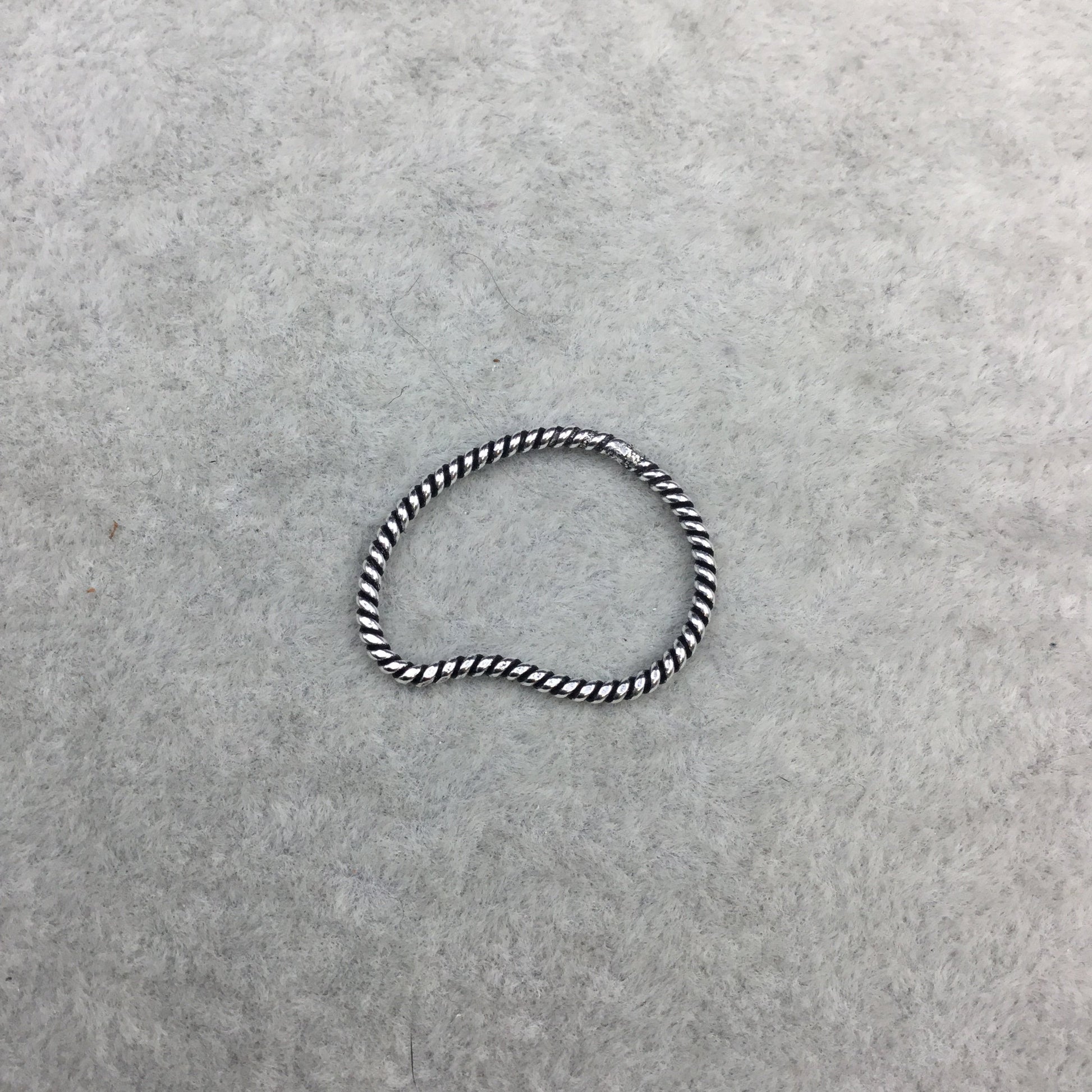 19mm x 25mm Oxidized Silver Finish Open Twisted Wire Bean Shaped Plated Copper Components - Sold in Packs of 10- (468-OS)