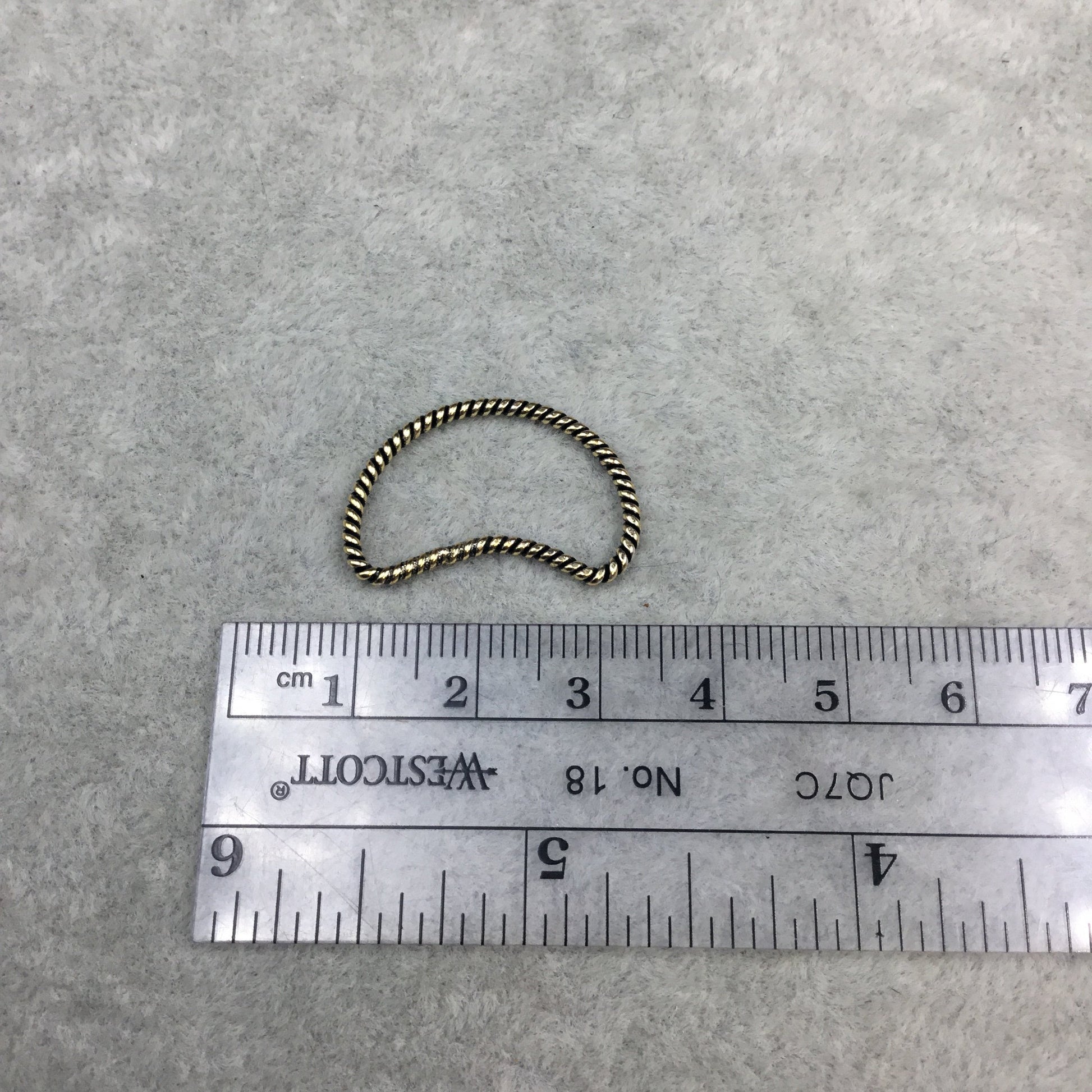 15mm x 25mm Oxidized Gold Finish Open Twisted Wire Crescent/Moon Shaped Plated Copper Components - Sold in Packs of 10- (469-OG)