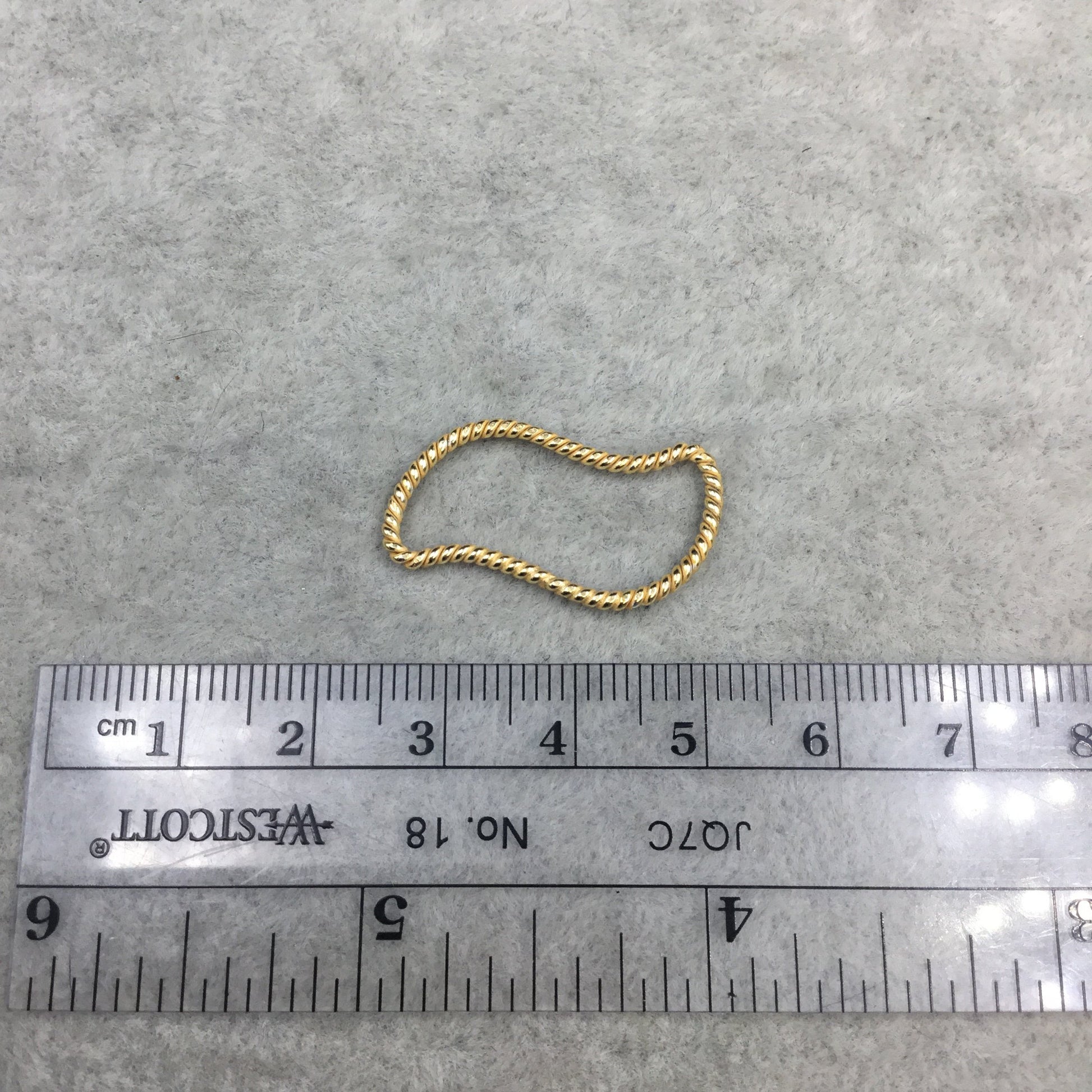 13mm x 28mm Gold Finish Open Twisted Wire Tilde/Squiggle Shaped Plated Copper Components - Sold in Pre-Counted Bulk Packs of 10- (470-Gd)