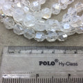 Chinese Crystal 12mm Matte And Glossy Faceted Trans. AB Clear Glass Crystal Flattened Hexagon Beads - 12.5" Strands (~ 28 Beads) -(CC12-099)