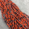 Chinese Crystal Beads | 2mm AB Metallic Finish Faceted Opaque Orange Black Rondelle Glass Beads