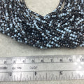 DISC - 3mm AB Finish Faceted Opaque Pale Blue/Black Chinese Crystal Rondelle Beads - Sold by 16" Strands (Approx. 147 Beads)