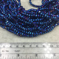 Chinese Crystal Beads | 4mm AB Finish Faceted Opaque Blue Chinese Crystal Rondelle Glass Beads