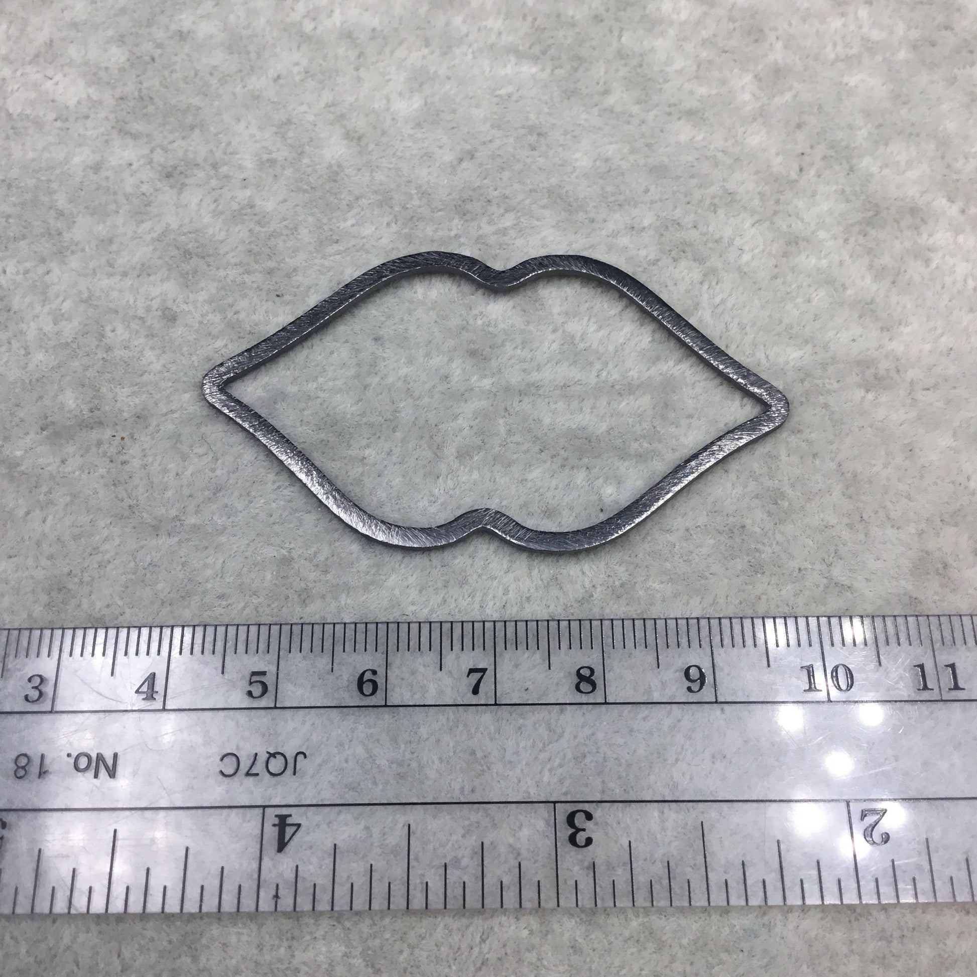 Gunmetal Brushed Large Sized Indented Marquis/Lips Open Pendant/Connector Components - Measures 35mm x 60mm - Sold in Packs of 10 (472-GM)