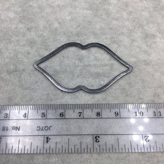 Gunmetal Brushed Large Sized Indented Marquis/Lips Open Pendant/Connector Components - Measures 35mm x 60mm - Sold in Packs of 10 (472-GM)