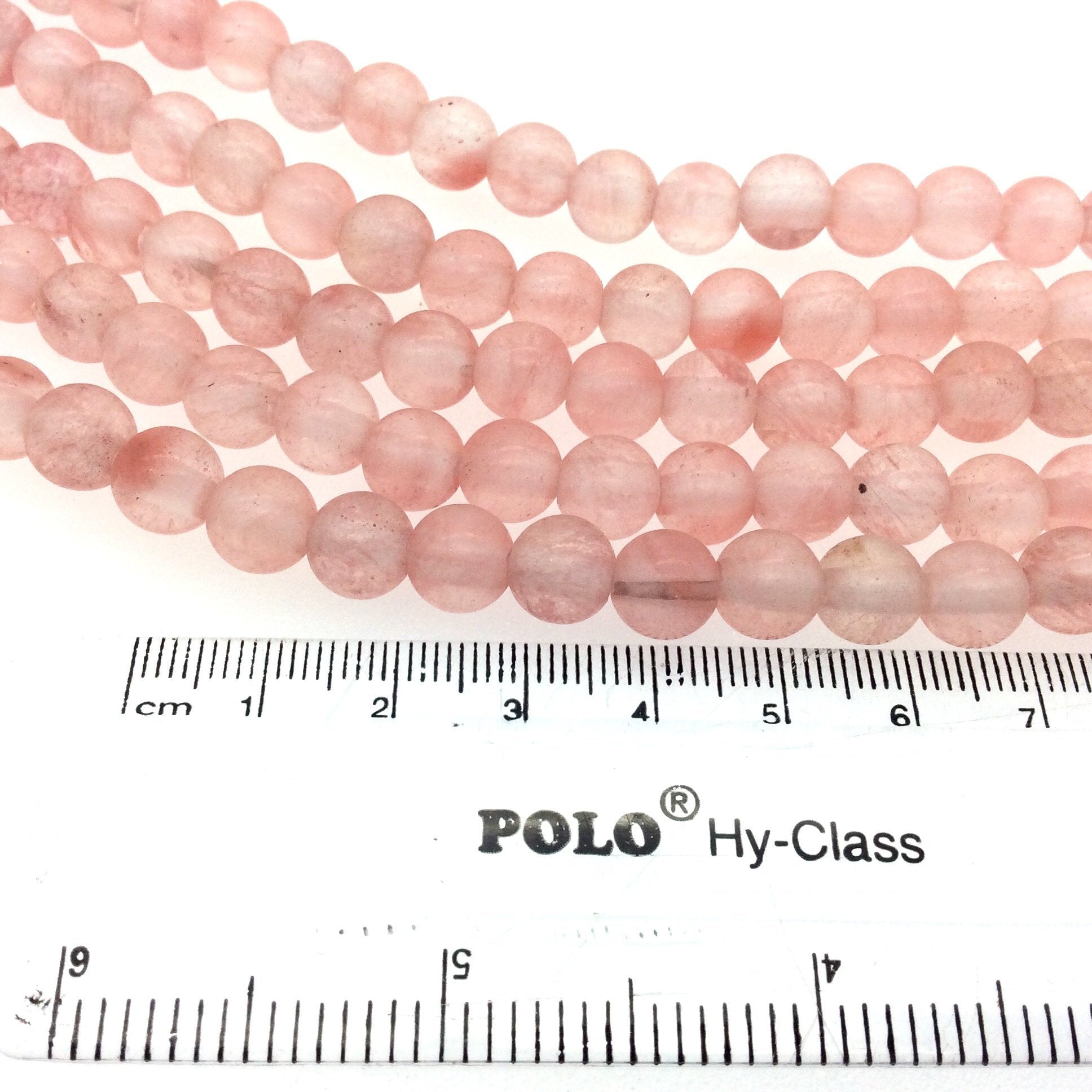 8mm Natural Cherry Quartz Smooth Round/Ball Shaped Beads with 2mm Holes - 7.75" Strand (Approx. 25 Beads) - LARGE HOLE BEADS